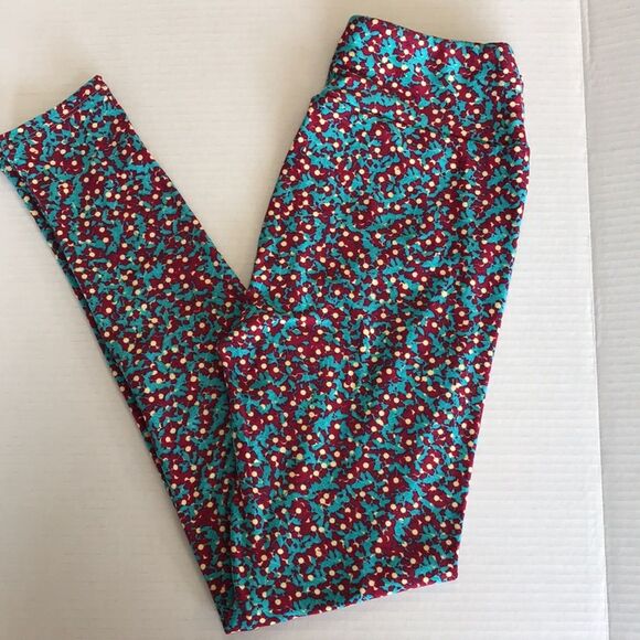 LuLaRoe Print Leggings Comfort Stretch Elastic Waist OS--One Size 4 PAIR BUNDLE - Picture 7 of 13